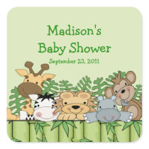 Baby Jungle Safari Baby Shower Square Sticker!