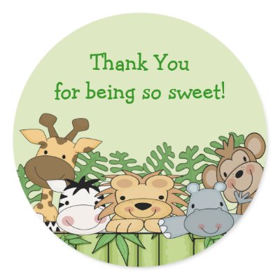 Baby Jungle Safari Thank You Baby Shower Sticker by celebrateitinvites