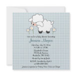 Baby Lamb Baby Shower Invitations Blue Gingham