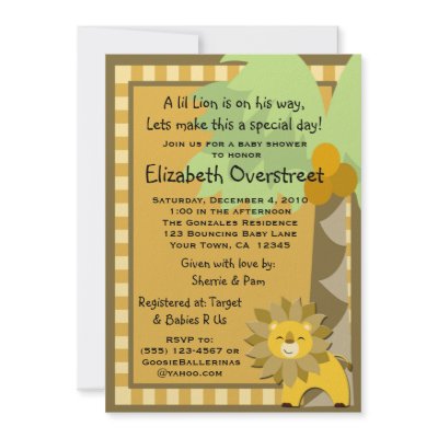 Baby Lion Jungle King Shower Zoo Safari Custom Custom Announcement by GoosieBallerinas