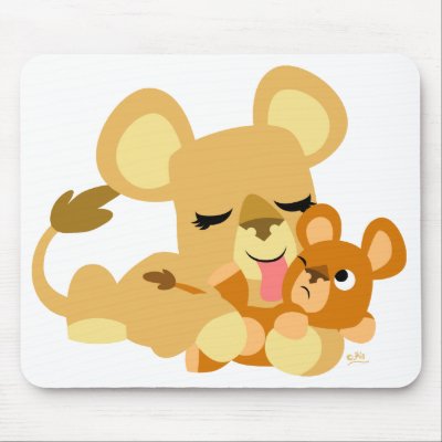 Baby Lion's Bath mousepad by Lioness_Graphics