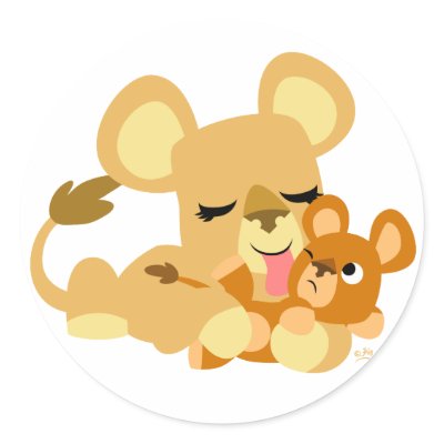 Baby Lion's Bath round sticker by Lioness_Graphics