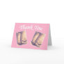 Baby little feet twins thank you card pink