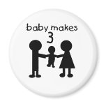 Baby Makes Three Magnet