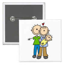 Baby Makes Three T-shirts and Gifts Pinback Button