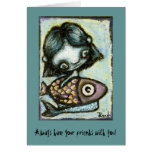 Baby mermaid with fish by Tanya Bond cards