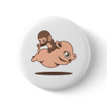 Baby Monkey (Going Backwards on a Pig) Pinback Button
