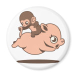 Baby Monkey (Going Backwards on a Pig) Fridge Magnet