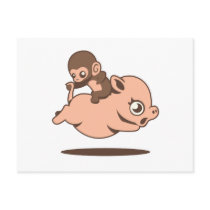 Baby Monkey (Going Backwards on a Pig) Post Card