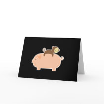 Baby Monkey Riding on a Pig