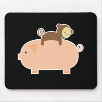 Baby Monkey Riding on a Pig