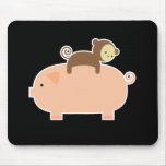 Baby Monkey Riding on a Pig Mousepad