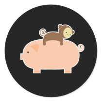 Baby Monkey Riding on a Pig
