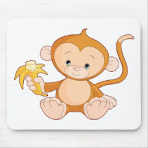 Baby Monkey with Banana Mouse Pads