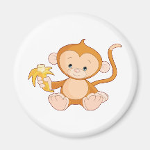 Baby Monkey with Banana Refrigerator Magnet