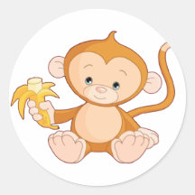 Baby Monkey with Banana Stickers
