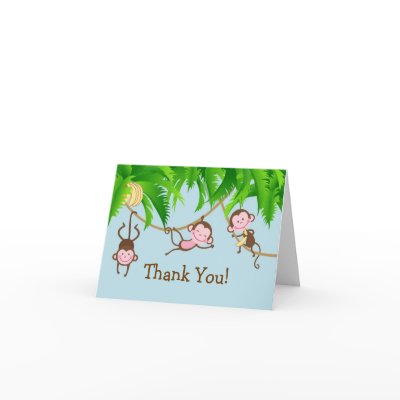 Baby Monkeys Thank You Note Card by celebrateitinvites
