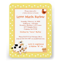 Baby Moo Cow Farm Yard Baby Shower Yellow Custom Invite