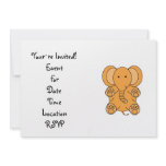 Baby orange elephant personalized invitations
