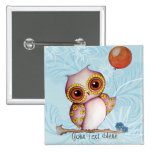 Baby Owl with Balloon Customizable Floral Button