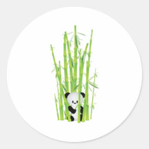 Baby Panda in Bamboo Forest Round Stickers