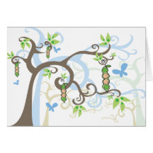 Baby Peas in Pod Twin Boys Thank You Note Card