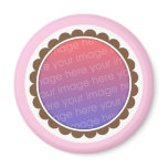 Baby pink and brown photo frame fridge magnet