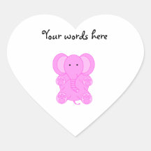 Baby pink elephant heart stickers