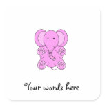 Baby pink elephant square stickers