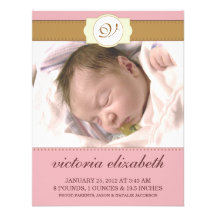 Baby Pink Monogrammed New Baby Photo Announcements