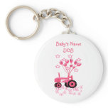 Baby Pink Tractor with Balloons Keychain