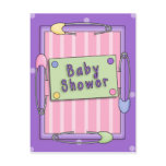Baby Pins Baby Shower Postcard Invitation