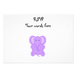 Baby purple elephant custom invites