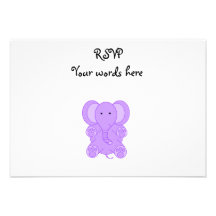 Baby purple elephant custom invites