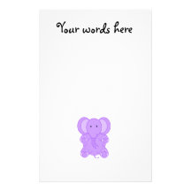 Baby purple elephant custom stationery
