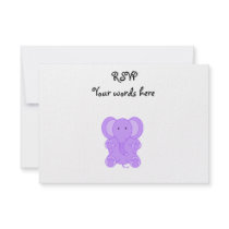 Baby purple elephant custom invites