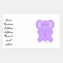 Baby purple elephant rectangle stickers