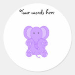 Baby purple elephant round stickers