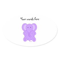 Baby purple elephant oval stickers