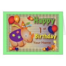 Baby Rhino::Birthday Greeting Greeting Card