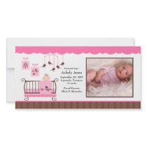 Baby Room Girl PHOTO Birth Announcement Personalized Photo Card