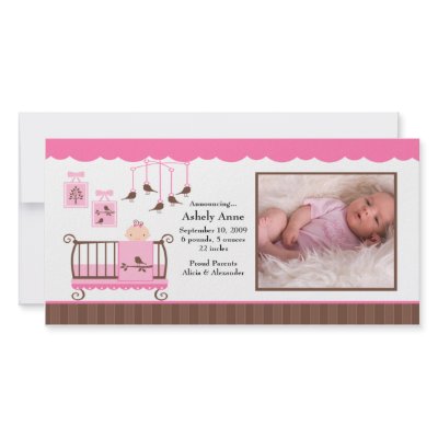 Baby Room Girl PHOTO Birth Announcement Personalized Photo Card by celebrateitinvites