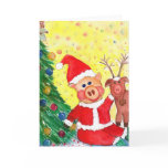 Baby Santa Piglet and Rein-pig by Christmas Tree Cards