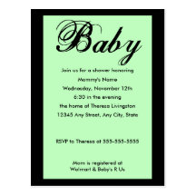 Baby Script Baby Shower Invitation Green Post Card