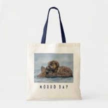 Baby Sea Otter Riding on Mother Canvas Bag