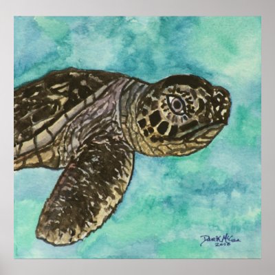 baby sea turtle coastal decor cute print art by dereklovessheila