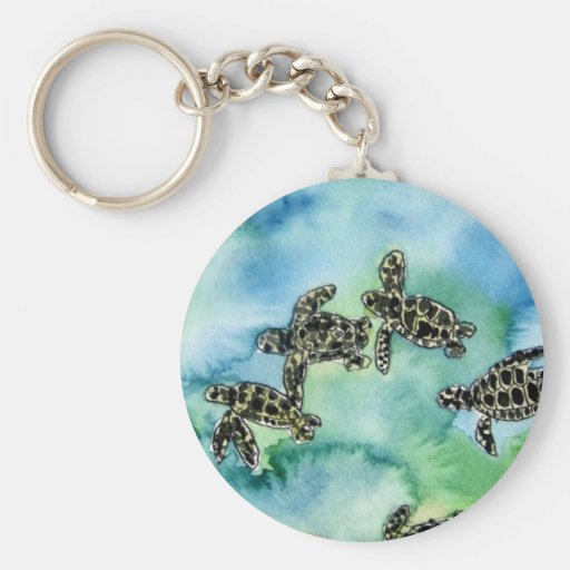baby sea turtles reptile animal wildlife painting key chains
