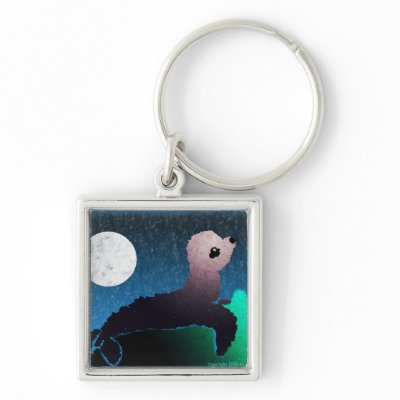 Baby Seal With Moon Key Chains by AngelArtiste