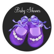 Baby Shoes Black Purple Baby Girl Shower Stickers