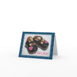 BABY SHOES: PINK HEARTS: ANNOUNCEMENT cards